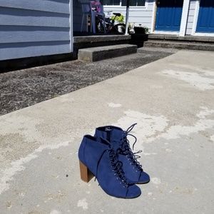 suede open toe heels